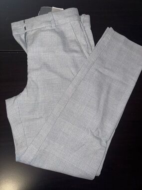 H&M Gray Plaid Slim Fit Trousers Slacks